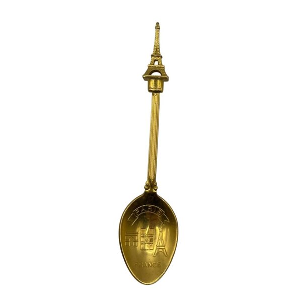 Vintage Paris Souvenir Spoon With Eiffel Tower Handle & Iconic Landmarks B1 - Picture 1 of 8